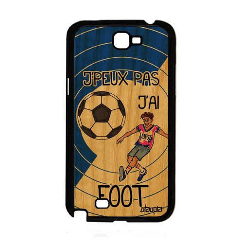 Coque Bois Galaxy Note 2 Silicone J'peux Pas J'ai Foot Rigide Telephone Samsung Galaxy Note 2