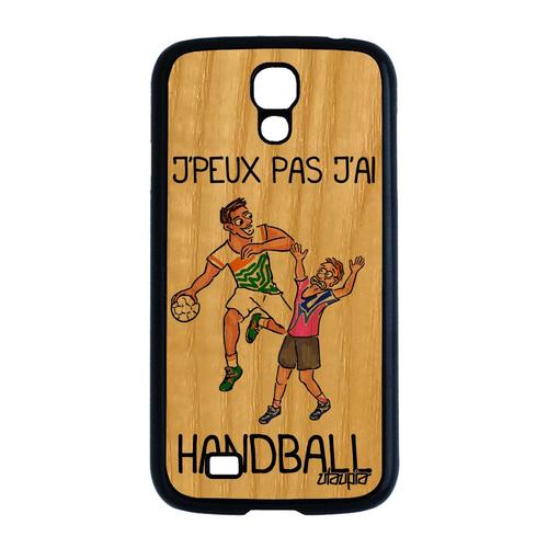 Coque Samsung Galaxy S4 En Bois Silicone J'peux Pas J'ai Handball Hand Drole Gel