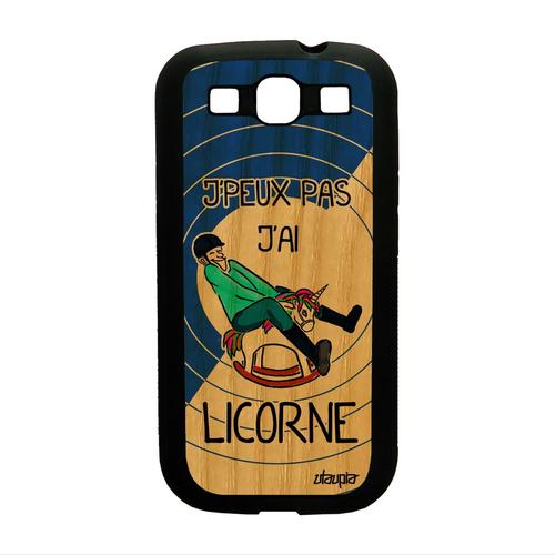 Coque J'peux Pas J'ai Licorne Galaxy S3 En Bois Silicone Portable Bleu A Samsung Galaxy S3