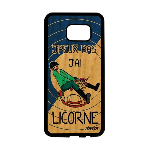 Coque Bois Pour Samsung S7 Edge Silicone J'peux Pas J'ai Licorne Bleu Tpu Samsung Galaxy S7 Edge