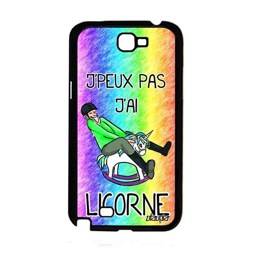 Coque Samsung Note 2 Silicone Humour J'peux Pas J'ai Licorne Housse Vert Samsung Galaxy Note 2