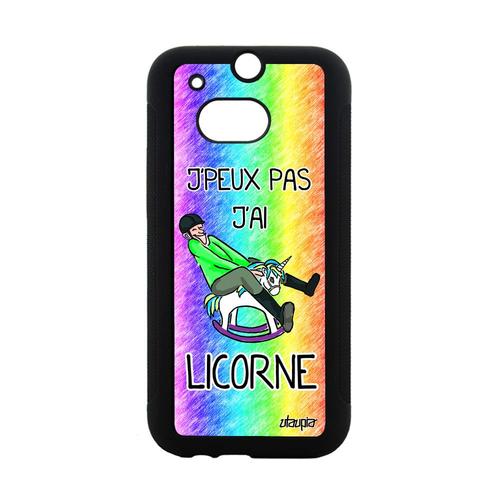 Coque Silicone Htc One M8 Humour J'peux Pas J'ai Licorne Vert En Made In France