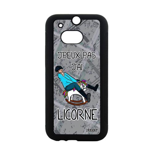 Coque Je Peux Pas J'ai Licorne Pour Htc One M8 Silicone Metal Gris Case Bd Swag