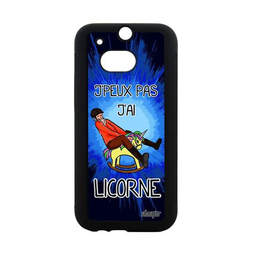 Coque One M8 Silicone J'peux Pas J'ai Licorne Humour Rigide Bleu Drole Swag Htc One M8