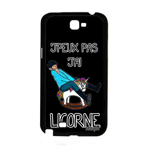Coque Antichoc Samsung Note 2 Silicone J'peux Pas J'ai Licorne Noir Noir Samsung Galaxy Note 2