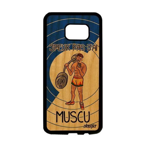 Coque Pour Galaxy S7 Edge Bois Silicone J'peux Pas J'ai Muscu Sport Bleu Samsung Galaxy S7 Edge