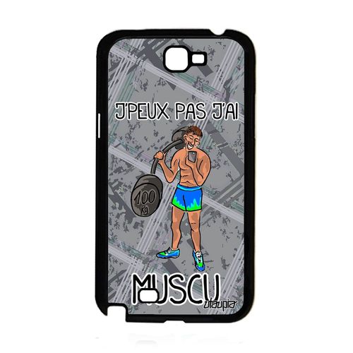 Coque Note 2 Silicone J'peux Pas J'ai Musculation Gris Telephone Samsung Galaxy Note 2
