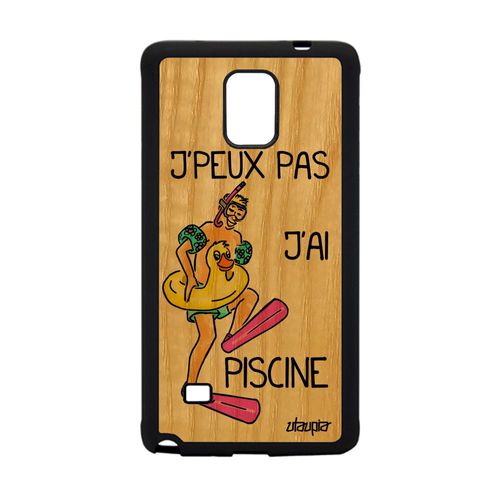 Coque Bois Silicone J'peux Pas J'ai Piscine Note 4 Telephone Vert Samsung Galaxy Note 4