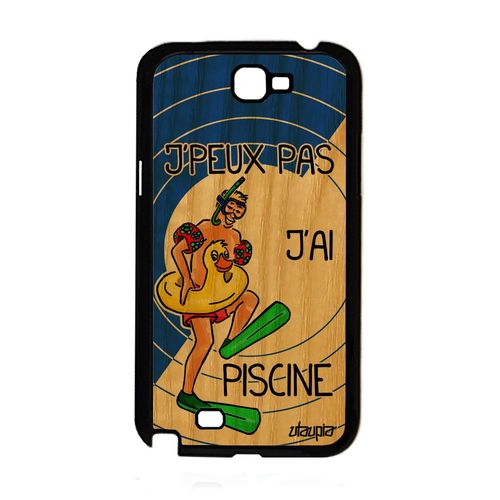 Coque Silicone Galaxy Note 2 Bois Humour J'peux Pas J'ai Piscine Bumper Samsung Galaxy Note 2
