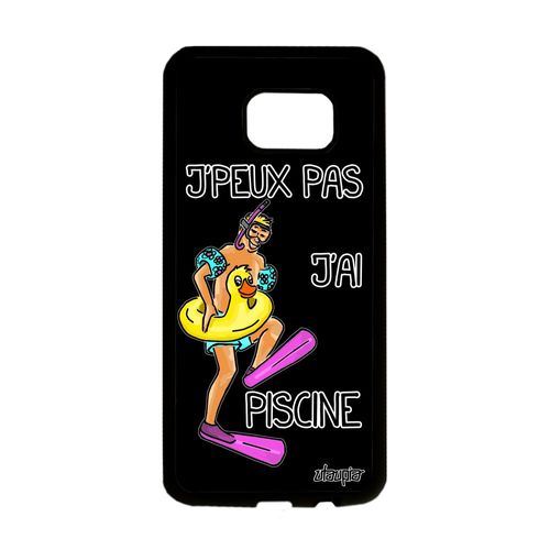Coque Silicone Je Peux Pas J'ai Piscine Samsung Galaxy S7 Edge Noir Aluminium De