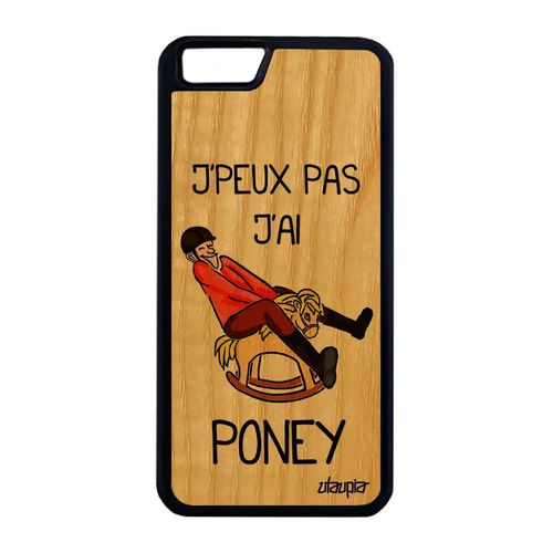Coque Iphone 6 6s Plus En Bois Silicone J'peux Pas J'ai Poney Orange Tpu A