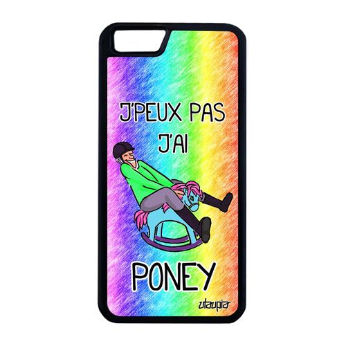 Coque Iphone 6 6s Plus Silicone Humour J'peux Pas J'ai Poney Dessin Vert A