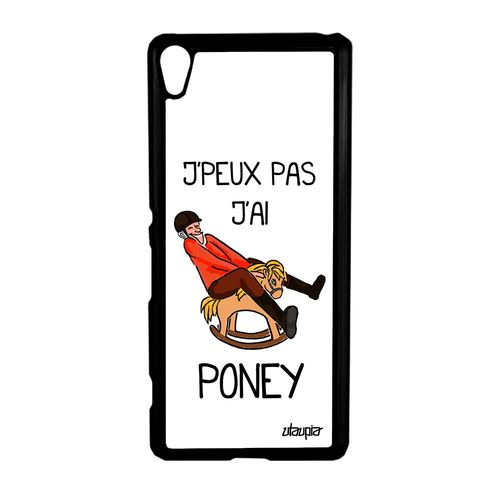 Coque Sony Xperia Xa J'peux Pas J'ai Poney Equitation Noir Portable Blanc Humour