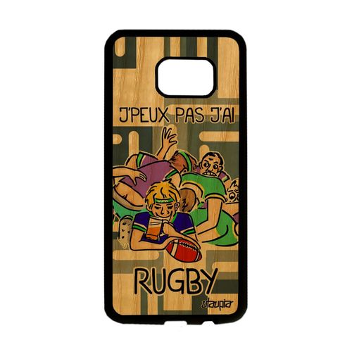 Coque Samsung Galaxy S7 Edge Bois Silicone Humour J'peux Pas J'ai Rugby Sport De