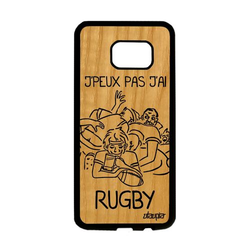 Coque En Bois Samsung S7 Edge Silicone J'peux Pas J'ai Rugby Humour Frêne Samsung Galaxy S7 Edge