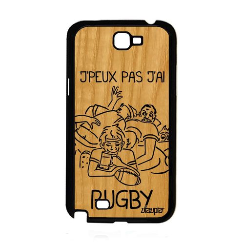 Coque Note 2 Bois Silicone J'peux Pas J'ai Rugby Motif Humour 4g Samsung Galaxy Note 2