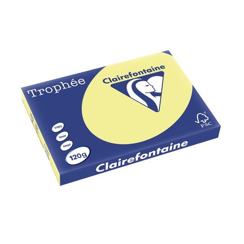 Clairefontaine Ramette 250 Feuilles Papier 120g A3 420x297 mm Certifié FSC JONQUILLE