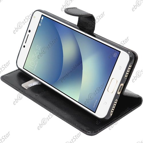 Ebeststar ® Pour Asus Zenfone 4 Max Zc554kl (Pro, Plus) - Housse Coque Etui Portefeuille Support Folio Simi Cuir, Couleur Noir [Dimensions Precises De Votre Appareil : 154 X 76.9 X 8.9 Mm, Écran 5.5'']