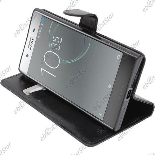 Ebeststar ® Pour Sony Xperia Xz Premium, Xz Premium Dual - Housse Coque Etui Portefeuille Support Folio Simi Cuir, Couleur Noir [Dimensions Precises De Votre Appareil : 156 X 77 X 7.9 Mm, Écran 5.46'']