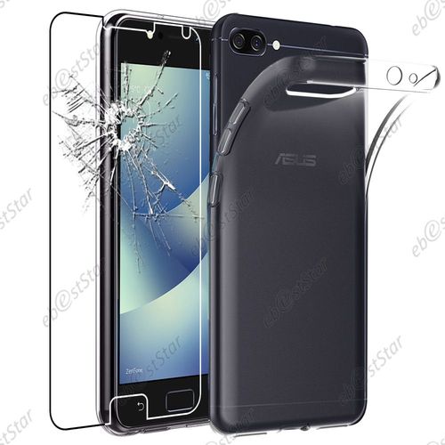 Ebeststar ® Pour Asus Zenfone 4 Max Zc554kl (Pro, Plus) - Housse Etui Coque Silicone Gel Souple Ultra Fine 0,3mm Et Invisible + Film Protection Écran En Verre Trempé, Couleur Transparent [Note Importante Lire Description]