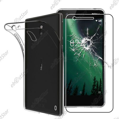 Ebeststar ® Pour Nokia Nokia 2 - Housse Etui Coque Silicone Gel Souple Ultra Fine 0,3mm Et Invisible + Film Protection Écran En Verre Trempé, Couleur Transparent