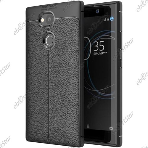 Ebeststar ® Pour Sony Xperia L2, L2 Dual (2018) - Coque Motif Cuir Luxe Etui Housse Flexible Silicone Gel Coussins D'air, Couleur Noir [Dimensions Precises De Votre Appareil : 150 X 78 X 9.8 Mm]