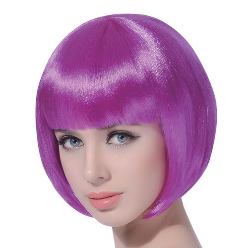 Perruque Courte Violette Femme Taille Unique