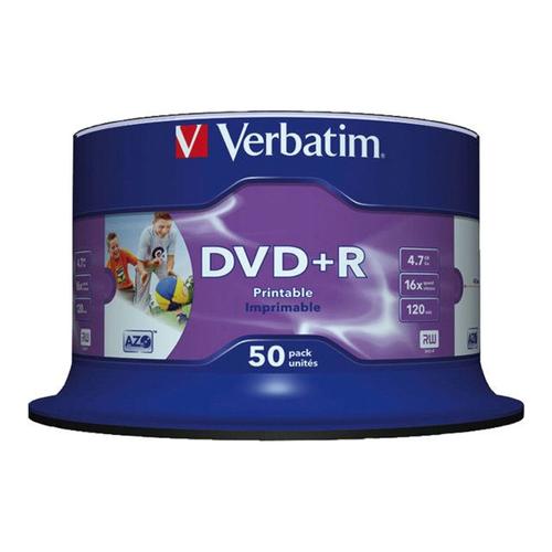 Verbatim - 50 x DVD+R - 4.7 Go 16x - noyau intérieur imprimable, surface imprimable avec photo - spindle