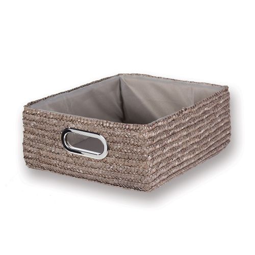 Tiroir En Paille Tressé Taupe - Moyen Modèle