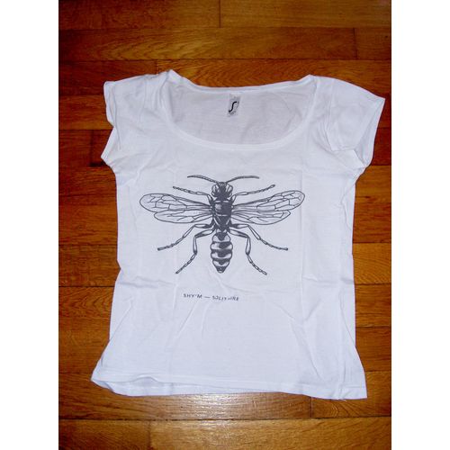 T-Shirt Blanc Manches Courtes Col Rond Shy&#39m Album Solitaire Motif Guêpe Melrose Taille 14 Ans