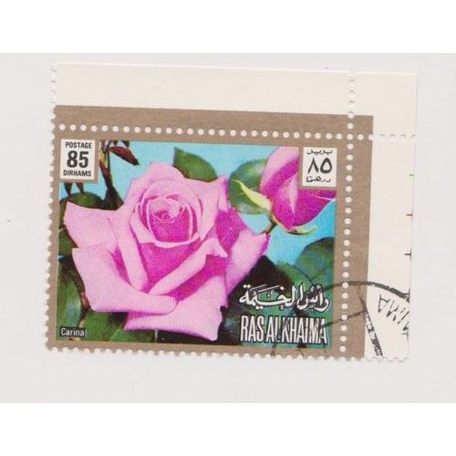 Timbre Ras Al Khaima Émirats Arabes Unis Fleur Fleurs Rose Carina 85