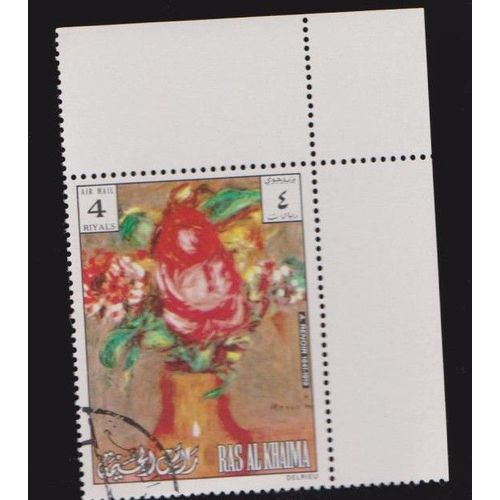 Timbre Ras El Khaima Emirats Arabes Unis Peinture Renoir Fleur 4