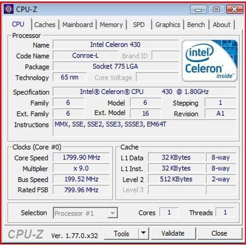 Fujitsu ESPRIMO P2520 Celeron 430 1.8 GHz 1 Go RAM 80 Go