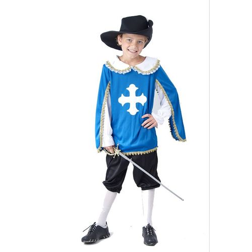 Déguisement Mousquetaire Bleu Garçon - Taille: L 10-12 Ans (130-140 Cm)