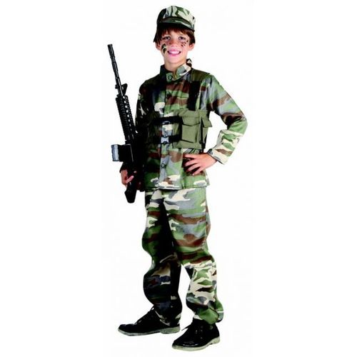 Déguisement Militaire Vert Garçon - Taille: L 10-12 Ans (130-140 Cm)