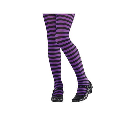 Collants Rayés Violet Et Noir Enfant 7 À 9 Ans