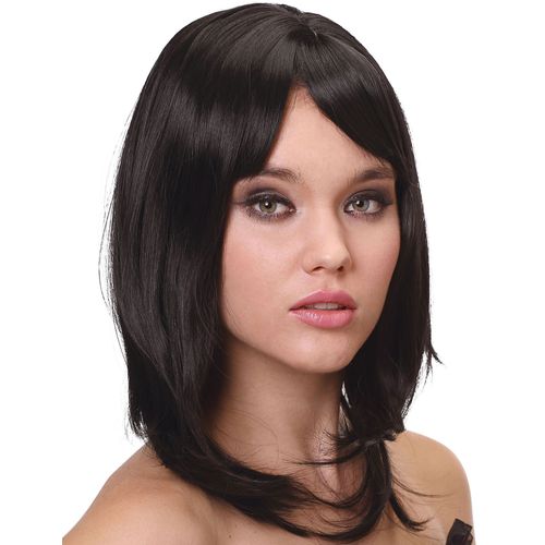 Perruque Luxe Noire Mi-Longue Femme - 170g