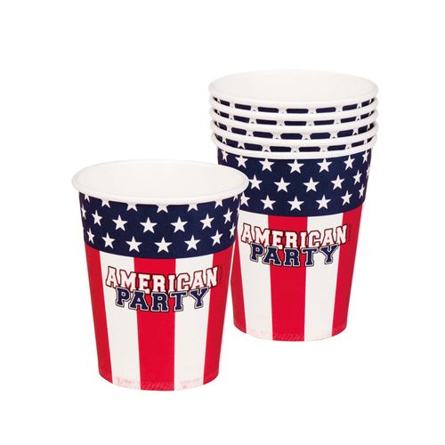 6 Gobelets En Carton American Party 25 Cl Taille Unique