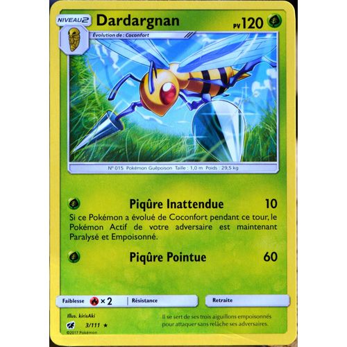 Carte Pokémon 3/111 Dardargnan  120 Pv Sl4 - Soleil Et Lune - Invasion Carmin Neuf Fr
