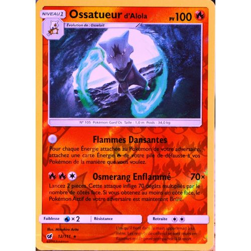 Carte Pokémon 12/111 Ossatueur D¿Alola 100 Pv - Holo - Reverse