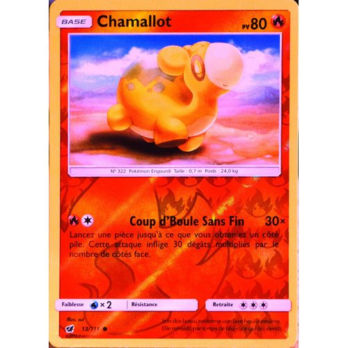 Carte Pokémon 13/111 Chamallot  80 Pv - Reverse Sl4 - Soleil Et Lune - Invasion Carmin Neuf Fr