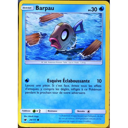 Carte Pokémon 26/111 Barpau  30 Pv Sl4 - Soleil Et Lune - Invasion Carmin Neuf Fr