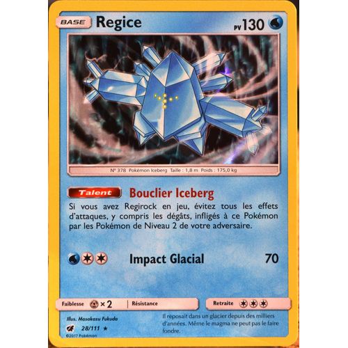 Carte Pokémon 28/111 Regice 130 Pv - Holo Sl4 - Soleil Et Lune - Invasion Carmin Neuf Fr