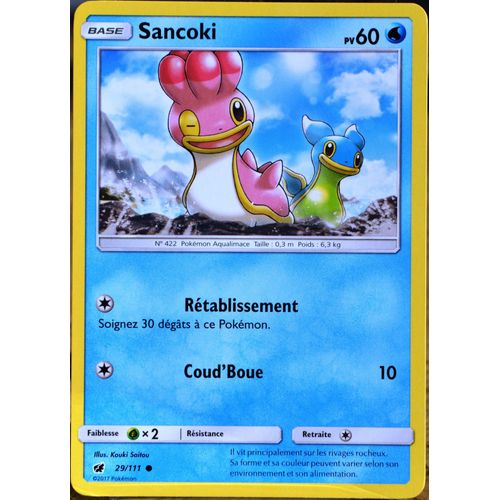 Carte Pokémon 29/111 Sancoki  60 Pv Sl4 - Soleil Et Lune - Invasion Carmin Neuf Fr