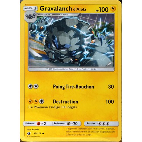 Carte Pokémon 33/111 Gravalanch D¿Alola 100 Pv
