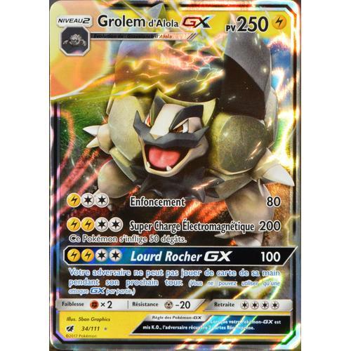 Carte Pokémon 34/111 Grolem D¿Alola Gx 250 Pv