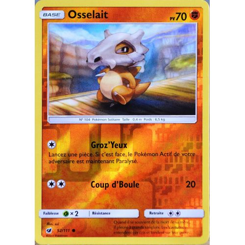 Carte Pokémon 52/111 Osselait  70 Pv - Reverse