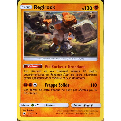 Carte Pokémon 53/111 Regirock 130 Pv Sl4 - Soleil Et Lune - Invasion Carmin Neuf Fr