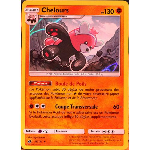 Carte Pokémon 56/111 Chelours 130 Pv - Holo Sl4 - Soleil Et Lune - Invasion Carmin Neuf Fr