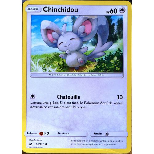 Carte Pokémon 85/111 Chinchidou  60 Pv Sl4 - Soleil Et Lune - Invasion Carmin Neuf Fr